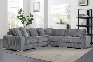 Picture of WINSTON Corduroy Modular Sofa (Grey) - 5PC Big Corner Set