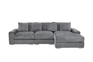 Picture of WINSTON Corduroy Modular Sectional Sofa (Grey) - Facing Right without Ottoman (3PC Set )	