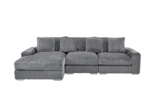 Picture of WINSTON Corduroy Modular Sectional Sofa (Grey) - Facing Left without Ottoman (3PC Set )