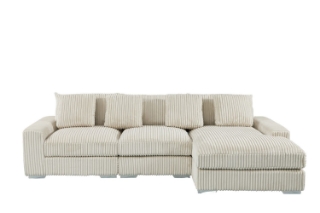 Picture of WINSTON Corduroy Velvet Modular Sectional Sofa (Beige) - Facing Right without Ottoman (3PC Set)	