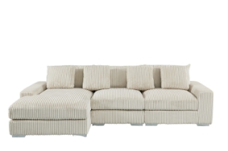 Picture of WINSTON Corduroy Modular Sectional Sofa (Beige) - Facing Left without Ottoman (3PC Set )	