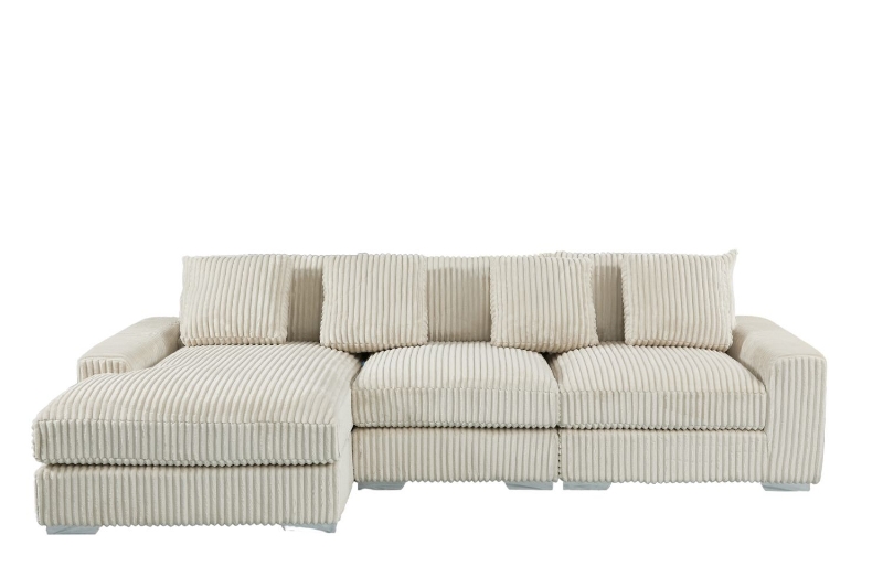 Picture of WINSTON Corduroy Modular Sectional Sofa (Beige) - Facing Left without Ottoman (3PC Set )	