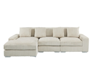 Picture of WINSTON Corduroy Velvet Modular Sectional Sofa (Beige) - Facing Left without Ottoman (3PC Set )	