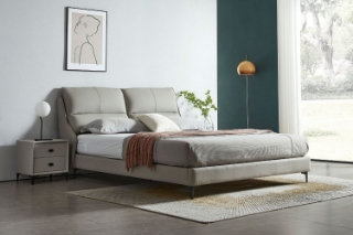 Picture of  ROMEO Genuine Leather Bed Frame (Light Grey) - Queen Size	