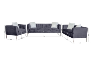 Picture of LARKIN 3+2+1 Velvet Sofa Range (Grey)