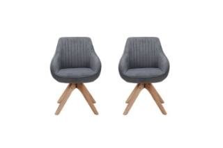 Picture of 【Pack of 2】VENETIAN 360° Swivel Fabric Arm Chair (Grey)