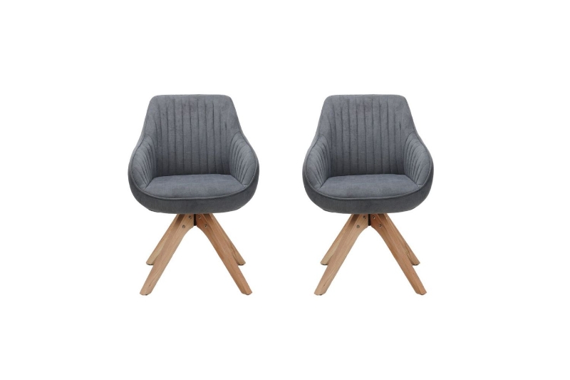 Picture of 【Pack of 2】VENETIAN 360° Swivel Fabric Arm Chair (Grey)