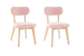 Picture of 【PACK OF 2】TALIA Teddy Fabric Dining Chair (Pink)