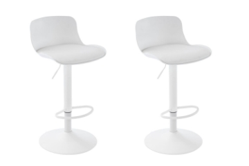 Picture of AIDEN Adjustable Gas Lift Bar Stool (White) - 2 Stools in 1 Carton