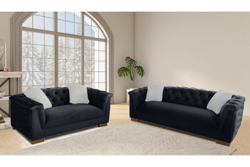 Picture of MALMO Velvet Sofa Range with Pillows (Black)