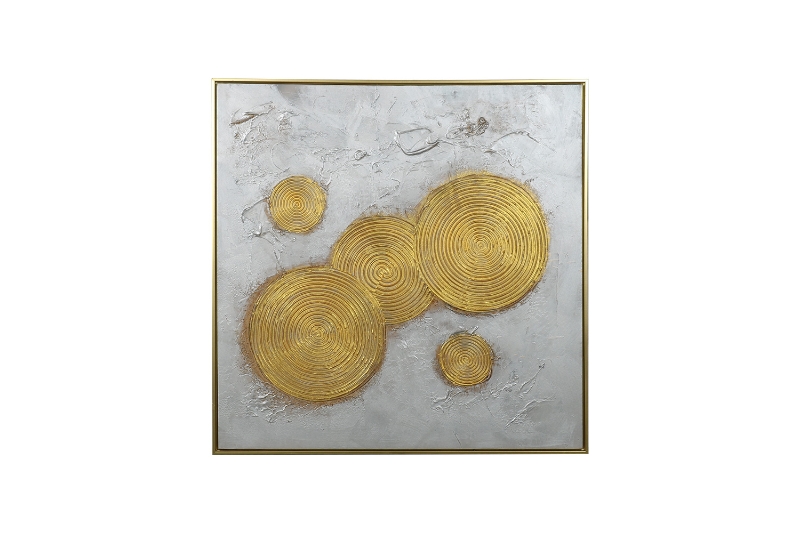 Picture of H82 35.4"X35.4" Golden Frame Hand Oil Painting Canvas Wall Art