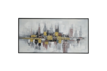 Picture of H83 27.5"x55" Black Frame Hand Oil Painting Canvas Wall Art 