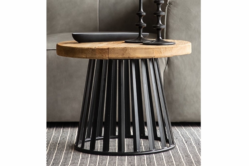 Picture of CARL Reclaimed Pine Wood D23.6" Round Side Table