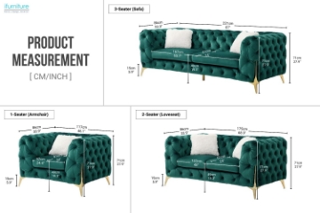 Picture of VIGO Chesterfield Tufted Velvet Fabric Sofa Range (Green)