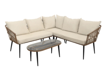 Picture of SERGIA Aluminum Frame Outdoor Corner Sofa Set with Bistro Table