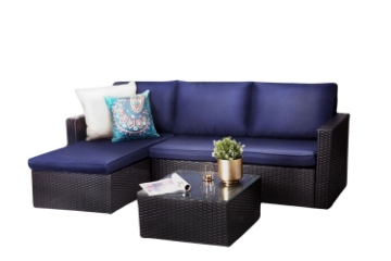 Picture of VAREK 3PC Rattan Outdoor Sectional Sofa Set with Coffee Table