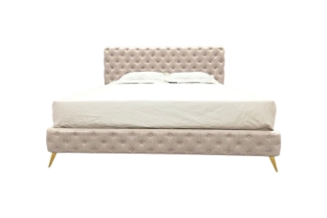 Picture of ZARAGO Linen Upholstered Button-Tufted Bed Frame in Queen/Eastern King Size (Beige)