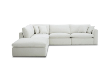 Picture of SKYLAR Feather-Filled Sectional Modular Fabric Sofa (Cream) - Facing Left 