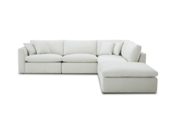 Picture of SKYLAR Feather-Filled Sectional Modular Fabric Sofa (Cream) - Facing Right
