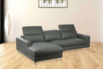 Picture of CHERADI 100% Top Leather Sectional Sofa (Grey) (as is in Store Purchase Only)
