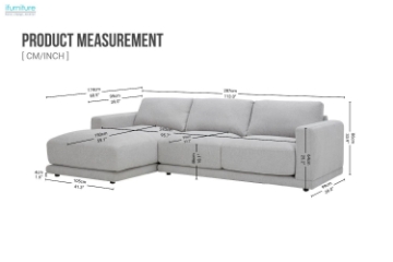 Picture of HUGO Feather-Filled Fabric Sectional Sofa *Dust, Water & Oil Resistant  (Light Grey)
