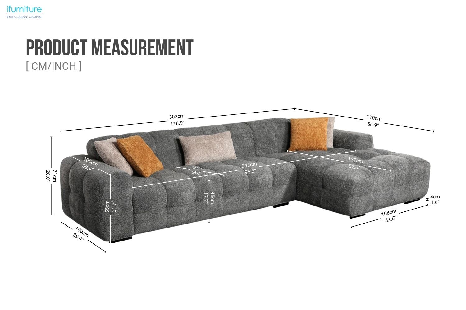 GENOA Fabric Sectional Sofa (Grey)iFurnitureThe largest furniture store in Edmonton. Carry