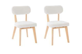 Picture of 【PACK OF 2】TALIA Teddy Fabric Dining Chair (White)