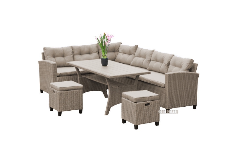 Picture of ALBANY Wicker Sectional Dining Outdoor Sofa Set