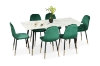Picture of BIJOK 63" 7PC Dining Set (White Marble Finishing) - 1 Dining Table + 6 Green Chairs