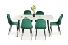 Picture of BIJOK 63" 7PC Dining Set (White Marble Finishing) - 1 Dining Table + 6 Green Chairs