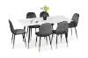 Picture of BIJOK 63" 7PC Dining Set (White Marble Finishing) - 1 Dining Table with 6 Gray Chairs
