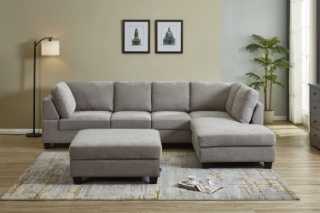 Picture of LIBERTY SECTIONAL FABRIC SOFA (LIGHT GREY)- Right Hand Facing Chaise  with ottoman