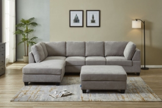 Picture of LIBERTY SECTIONAL FABRIC SOFA (LIGHT GREY)- Left Hand Facing Chaise  with ottoman