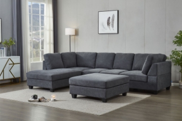 Picture of LIBERTY Sectional Fabric Sofa (Dark Grey) - Left Hand Facing Chaise with Ottoman 