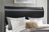 Picture of LOUIS Hevea Wood Bed Frame with LED Lighting Headboard in Queen/Eastern King Sizes (Black) 