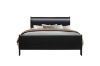 Picture of LOUIS Hevea Wood Bed Frame with LED Lighting Headboard (Black) - Queen Size