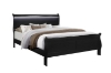 Picture of LOUIS Hevea Wood Bed Frame with LED Lighting Headboard (Black) - Queen Size