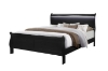 Picture of LOUIS Hevea Wood Bed Frame with LED Lighting Headboard (Black) - Queen Size