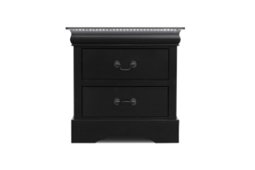 Picture of LOUIS 2-Drawer Hevea Wood Bedside Table with LED Lighting (Black)
