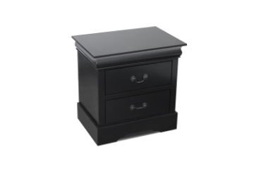 Picture of LOUIS 2-Drawer Hevea Wood Nightstand with LED Lighting (Black)