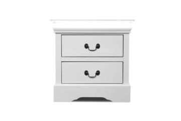 Picture of LOUIS 2-Drawer Hevea Wood Nightstand with LED Lighting (White)