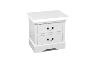 Picture of LOUIS 2-Drawer Hevea Wood Bedside Table with LED Lighting (White)