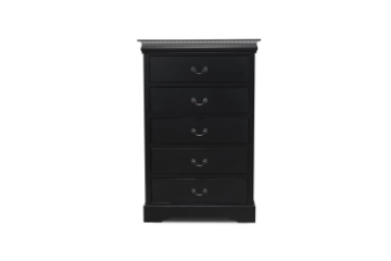 Picture of LOUIS 5-Drawer Hevea Wood Chest with LED Lighting (Black) 