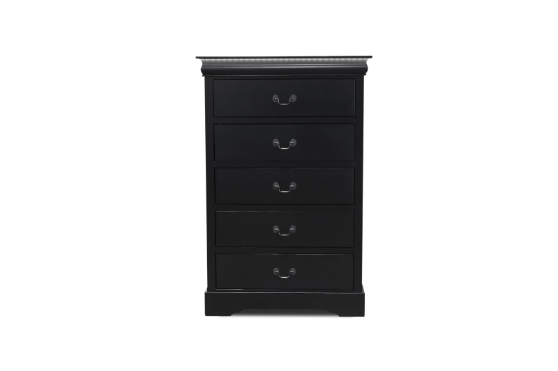 Picture of LOUIS 5-Drawer Hevea Wood Chest with LED Lighting (Black) 