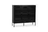 Picture of STARK Steel Frame 3-Arched Doors 3-Drawers Glass Display Cabinet (Black)