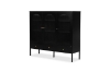 Picture of STARK Steel Frame 3-Arched Doors 3-Drawers Glass Display Cabinet (Black)