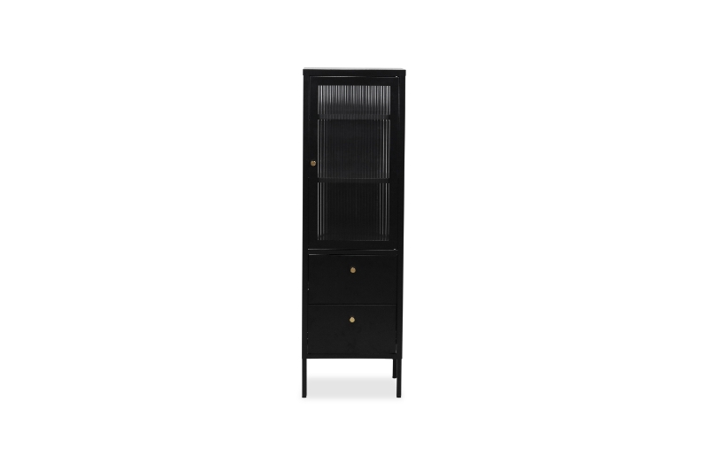 Picture of STARK 1-Door 2-Drawer Accent Glass Display Cabinet (Black)