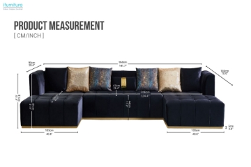 Picture of HALOTINE U-Shape Velvet Sectional Sofa (Black)