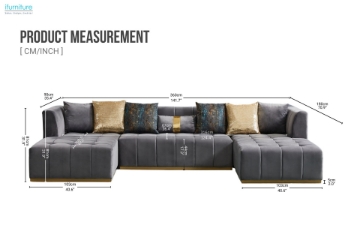 Picture of HALOTINE U-Shape Velvet Sectional Sofa (Grey)