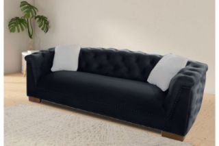 Picture of MALMO Velvet Sofa Range with Pillows (Black) - Sofa